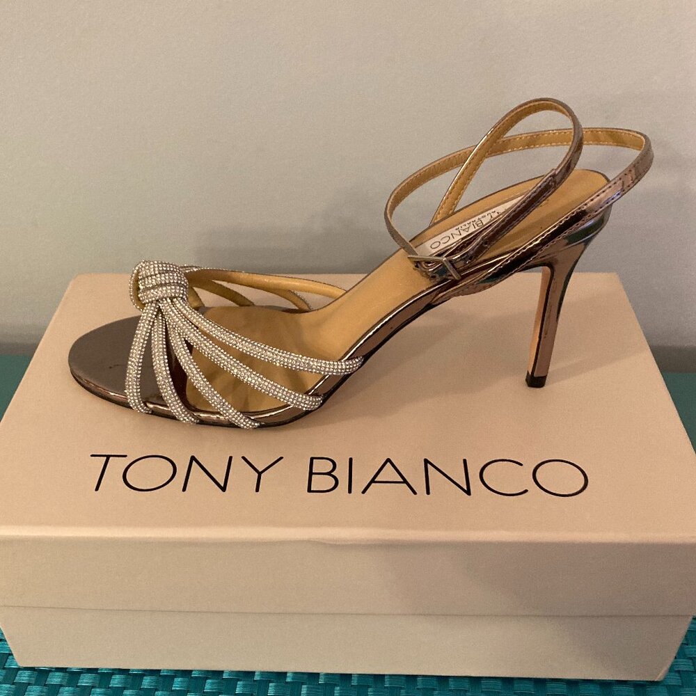 Tony Bianco Helena Sandals in Gunmetal Shine Women Size 8.5 Bling! Bling!